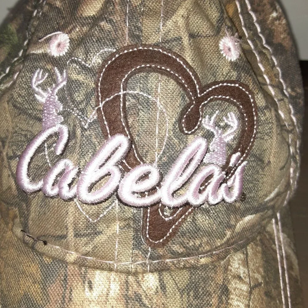 Cabellas Youth Girl Real Tree With Pink Embroidery Baseball Cap